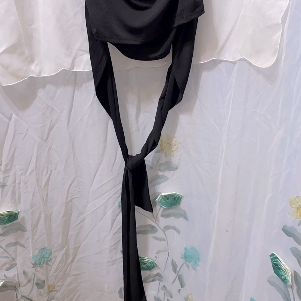 Express Polyester/Spandex Strapless Black Tie Top… - image 8
